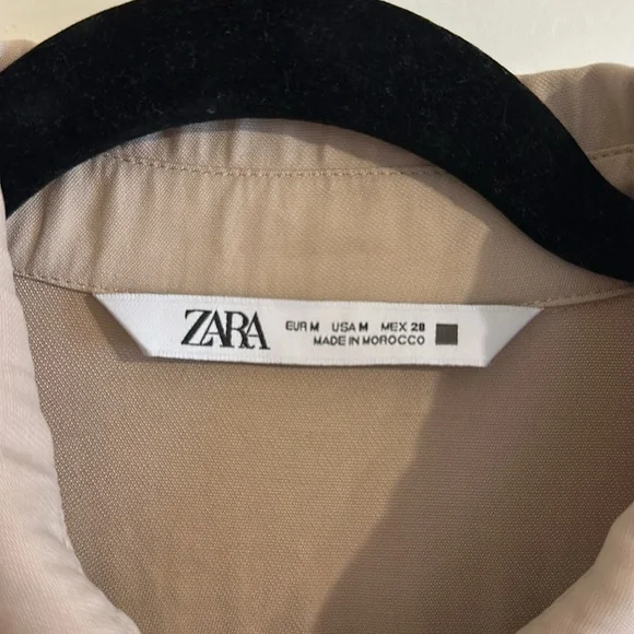 Zara Tan A Line Mini Shirt Dress Short Sleeve - Picture 5 of 6